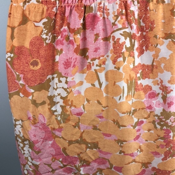 Talbots 100% Silk Smocked Blouson Knee Length Spring Summer Dress Print Pockets - Picture 12 of 16